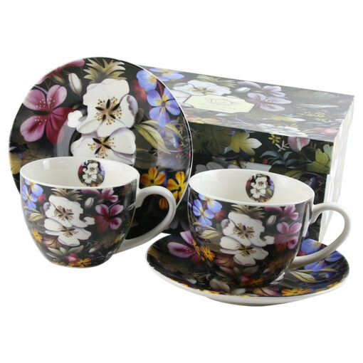 Set 2 cani din portelan 280 ml "Black" de William Kilburn, in cutie decorativa