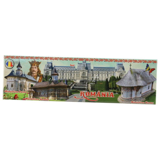 Magnet de frigider "Romania" 17x5 CM, din plastic, Stefan cel Mare, Manastiri