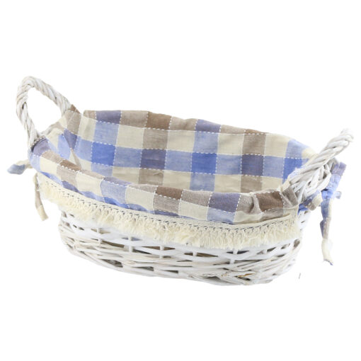 Cos din rachita cu husa si 2 manere 25x18 Cm, carouri