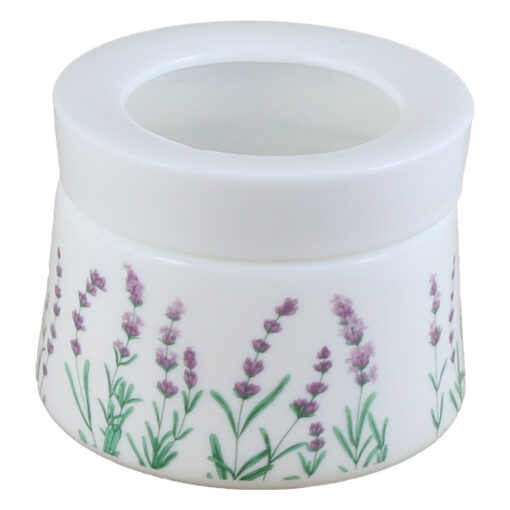 Suport condimente 350 ml, din sticla opal, cu capac din plastic, Lavanda