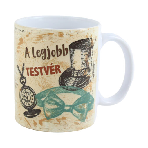 Cana ceramica "A legjobb Testver" 330 ml, Crem