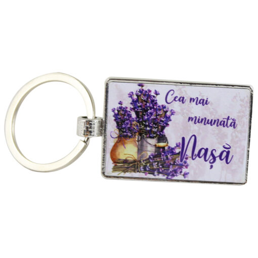 Breloc din metal "Cea mai minunata Nasa" 7 CM, Lavanda