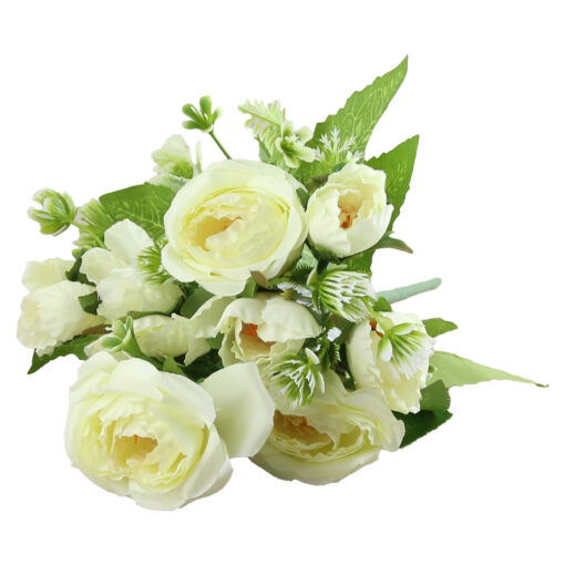 Buchet artificial cu trandafiri si verdeata 30 CM