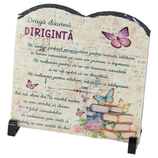 Placa ardezie "Draga doamna diriginta?" 20x19.5 CM, Carte