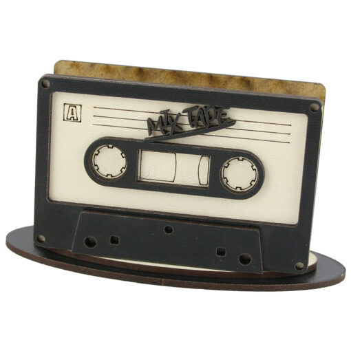 Suport servetele din lemn Caseta 12x6 CM, Mix Tape