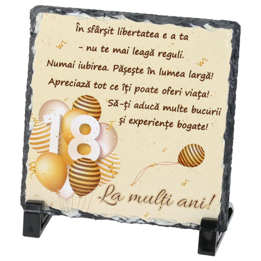 Placa ardezie "18 La multi ani!..." 14x14 CM