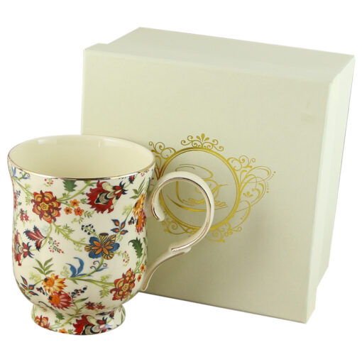 Cana portelan 450 ml, "Fantasy", ecru, in cutie decorativa