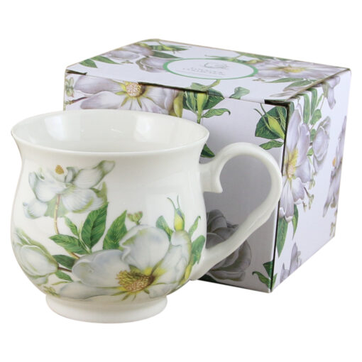Cana portelan retro 530 ml, "Magnolia", in cutie decorativa