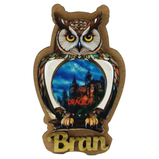 Magnet frigider din lemn "Bran" 6x9 CM, Bufnita