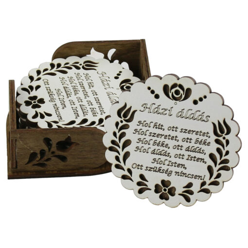 Set 6 suporturi pahare traforaj, 9 CM, cu suport, "Hazi Aldas"