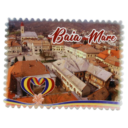 Magnet decorativ din ceramica "Romania", 8x6 CM, Baia Mare