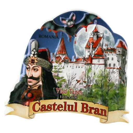 Magnet frigider din rasina "Castelul Bran" 8x8 CM, Vlad Tepes
