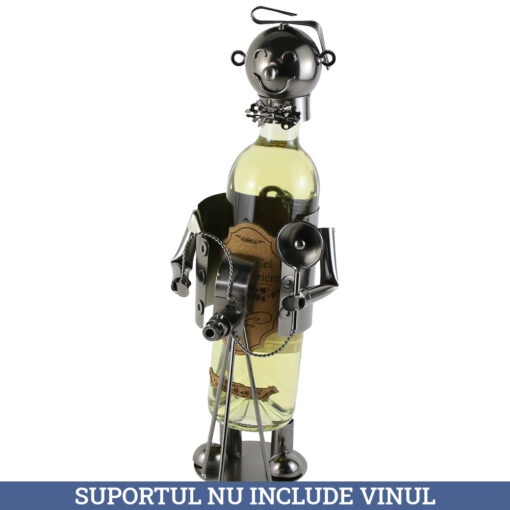 Suport sticla de vin, din metal Fotograf 15x38 CM