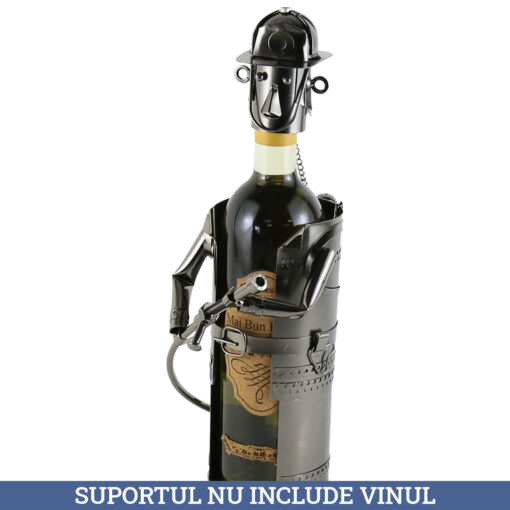 Suport sticla de vin, din metal Pompier 17x35 CM