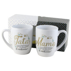 Set 2 cani din ceramica "Mama/Tata" 300 ml, in cutie decorativa