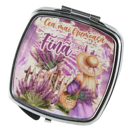 Oglinda de buzunar "Cea mai frumoasa Fina", Lavanda