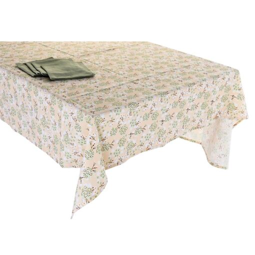 Set fata de masa din bumbac cu 4 servetele 150x150 CM/35x35 CM, Flori