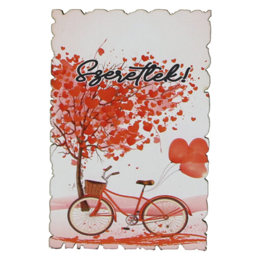 Magnet frigider din lemn "Szeretlek!" 6x9 CM