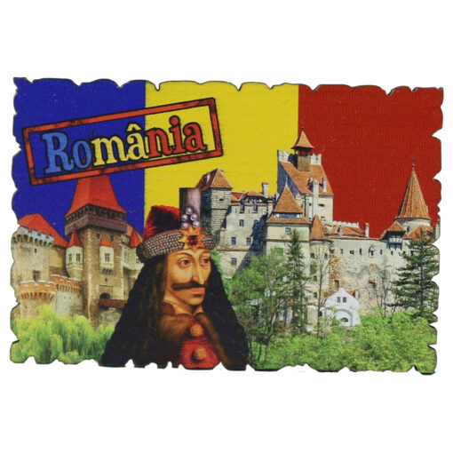 Magnet frigider din lemn, 9x6 CM, Vlad Tepes, tricolor