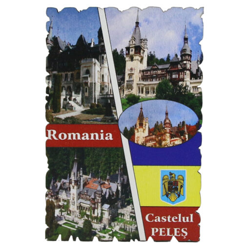 Magnet frigider din lemn, 6x9 CM, Romania, Castelul Peles