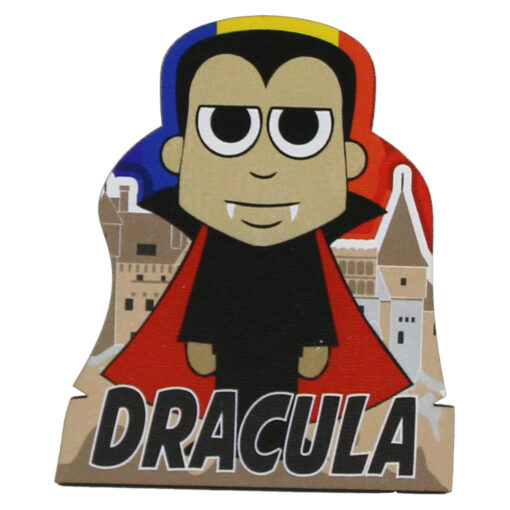 Magnet frigider din lemn, 6x7.5 CM, Romania, Dracula