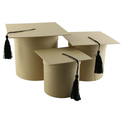 Set 3 cutii cu capac Palarie/Toca Absolvent 17x21 CM, Negru