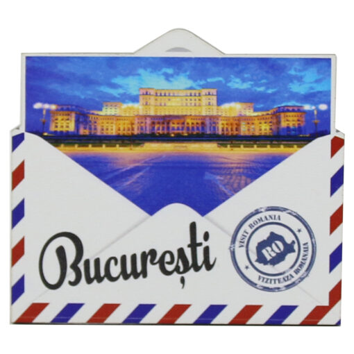 Magnet frigider din lemn "Romania" 9x8 CM, Bucuresti, plic