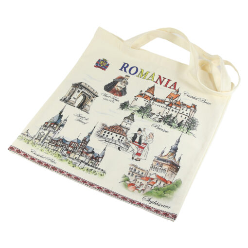 Sacosa textil "Romania", Castele 38x42 CM
