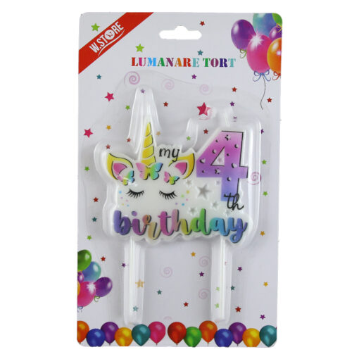 Lumanare tort "My 4 th Birhday, Unicorn