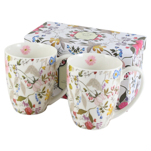 Set 2 cani din portelan W. Kilburn "White", 360 ml, in cutie decorativa