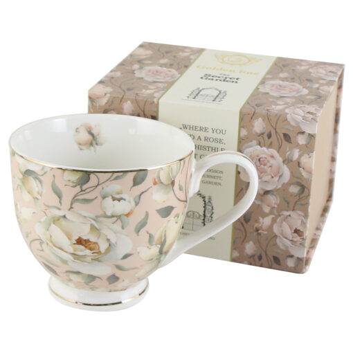 Cana portelan "English Roses Cream", 530 ml, in cutie decorativa