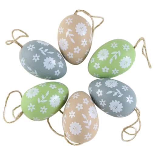 Set 6 oua din plastic 4x6 CM, cu motive florale