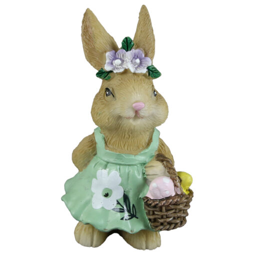 Figurina Iepuras cu cosulet, din rasina 5x9 CM