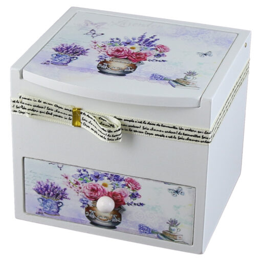 Cutie de bijuterii din lemn cu doua sertare 11x10 CM - Lavender