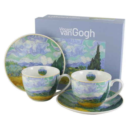 Set 2 cesti cu farfurii din portelan 270 ml "Wheat Field"de V. van Gogh, in cutie decorativa