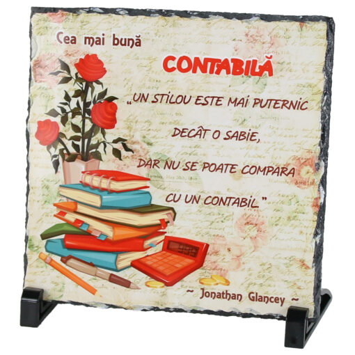 Placa ardezie "Cea mai buna Contabila..." 19x19 CM