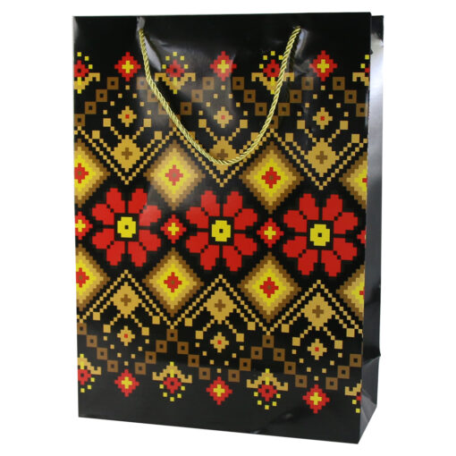Punga cadou cu motive traditionale 30x41 CM negru/rosu/galben