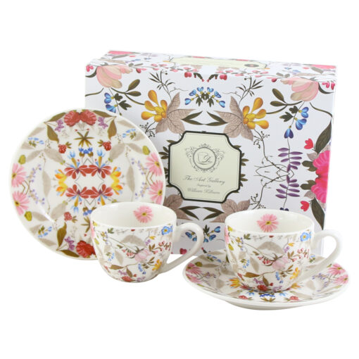 Set 2 cesti espresso cu farfurii, din portelan, 90 ml "White" de W. Kilburn, in cutie decorativa