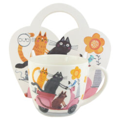 Cana portelan 460 ml "Cats World, On Scooter", in ambalaj decorativ