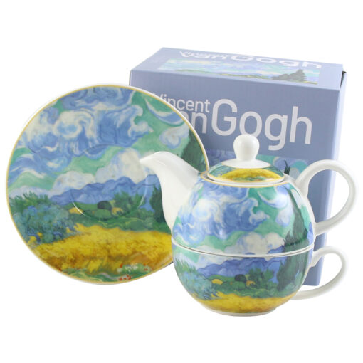 Set ceainic cu ceasca, farfurioara si infuzor metalic 350 ml/300 ml "Wheat field" de V. van Gogh, in cutie decorativa