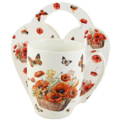 Cana portelan 350 ml "Basket of Flowers-Poppies", in ambalaj decorativ