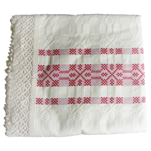 Fata de masa artizanat 160x120 CM Crem/Rosu, 80 % bbc, 20 % acril