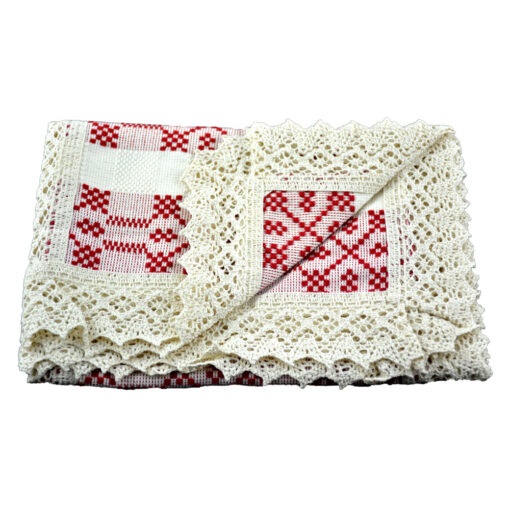 Fata de masa artizanat 90x45 CM Crem/Rosu, 80 % bbc, 20 % acril