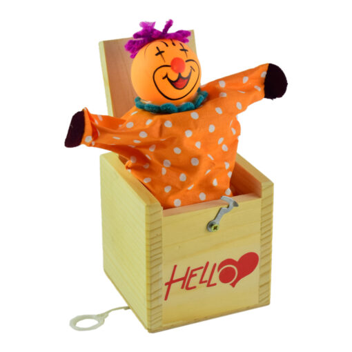 Cutiuta cu figurina realizat din lemn - Hello Clovn