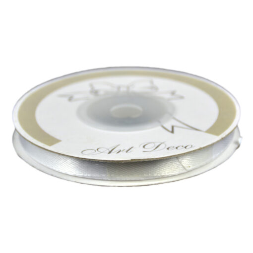 Rola panglica satin Alb 6 mm x 25 m, Art Deco