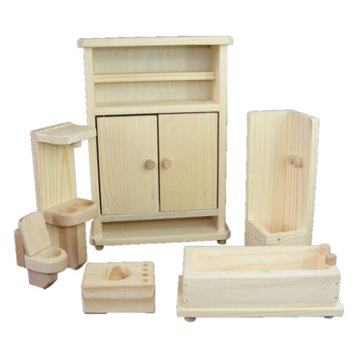 Set mobilier baie 6 piese realizate din lemn - Naturala