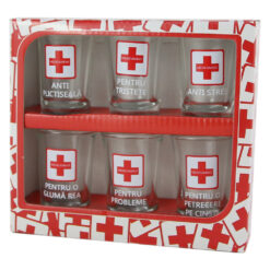 Set 6 pahare shot din sticla Medicament pentru... 35 ml