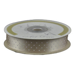 Rola panglica satin 15 mm x 25 m, Crem cu buline