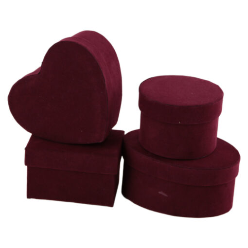Set 4 cutii cadou mini Flock Bordo