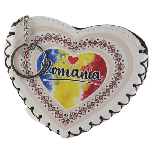 Portmoneu cu breloc 12x10 CM, Romania,Inimioara